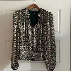 Elegant Multicolor Blouse with Smocked Hem